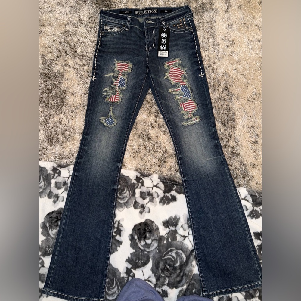Affliction Women's Jade Brynn Patriot Wash Bootcut Jeans - Picture 4 of 9
